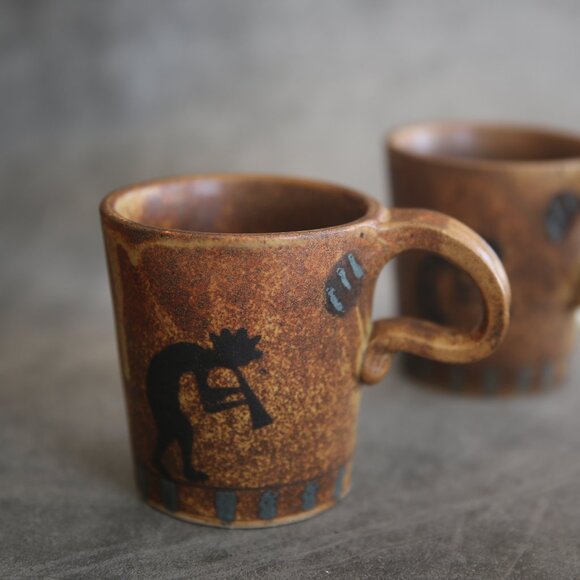Flat Earth Pottery Kokopeli Mug Set - Picture 1 of 6